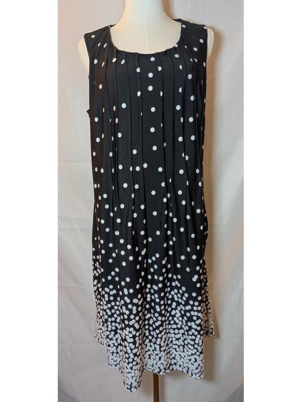 Perceptions New York Black White Polka Dot Sleeveless Dress Women’s Size Large